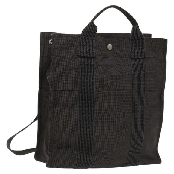 HERMES Her Line Add PM Backpack Canvas Gray Silver Auth bs26934
